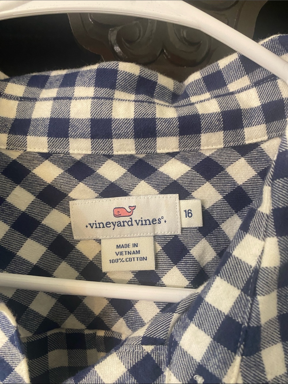 Vineyard Vines Navy and White Gingham Button-Down Shirt - Picture 2 of 4